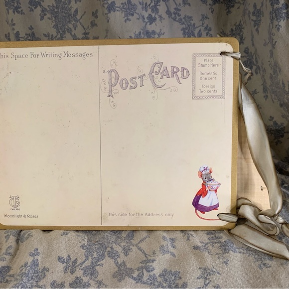 VTG Large Little Bo Peep Postcard with Bow & Glitter Illustrated by Jean D. Howe - Picture 6 of 9